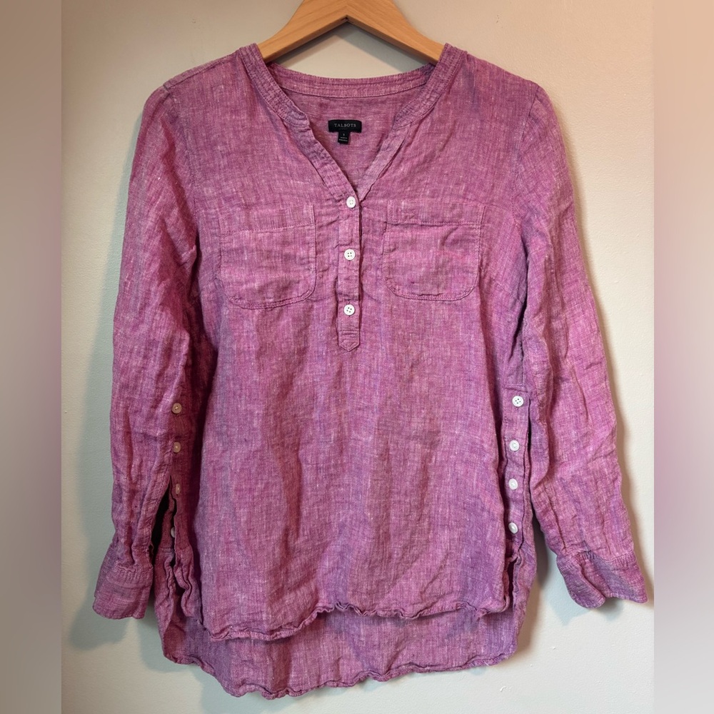 Talbots Side Button Linen Blouse - image 2